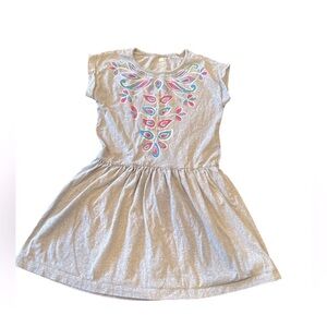 Tea Girl’s Summer Dress 100% Cotton Gray Floral Screen Print Size 10